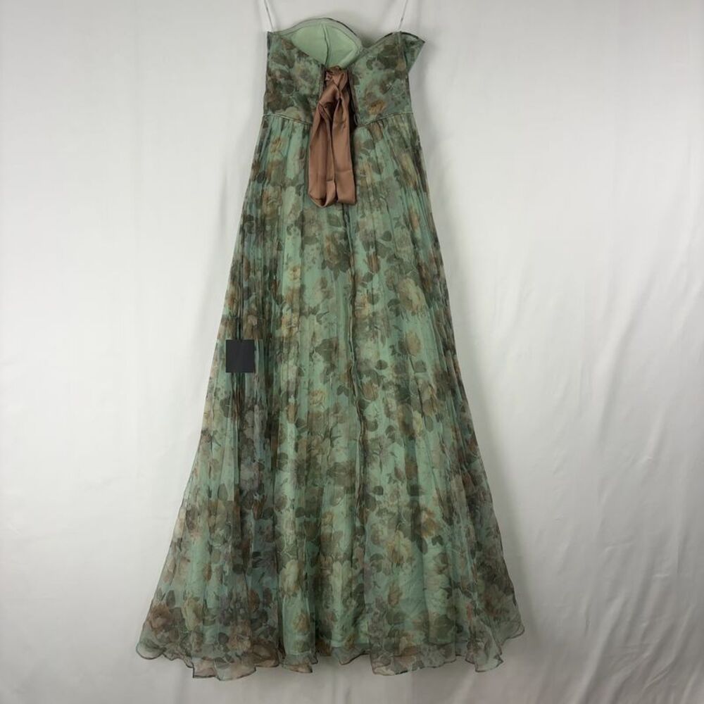 Lulu's Mint Floral Strapless Maxi Dress - Picture 4 of 7